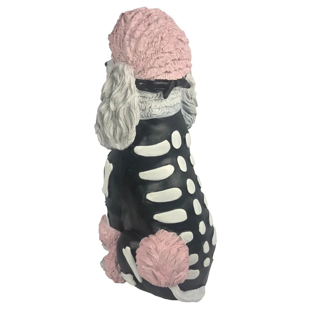Glamorous Ghouls Poodle Skeleton Dog Figurine 14in Pink Halloween NWT Whimsical